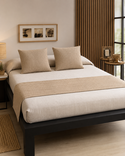 Conjunto pie de cama y fundas de cojín, diseño Liso